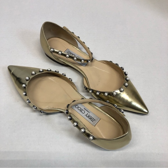Jimmy Choo leema flat, gold, EUC - Picture 3 of 13